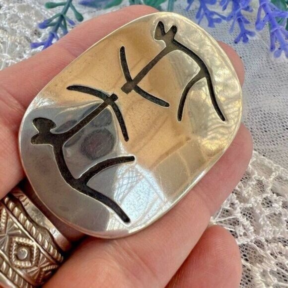 Vintage Taxco Mexico 950 Sterling Bow & Arrow Duel Overlay Pin W/ 925 Converter - Picture 1 of 9